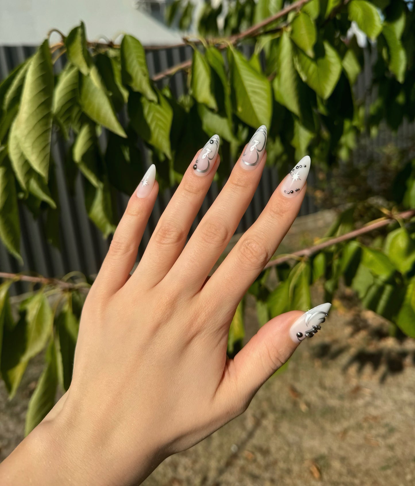 Silver Aura Nails